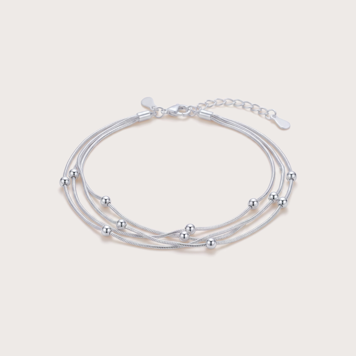 Snake Bracelet, Triple Layer in silver