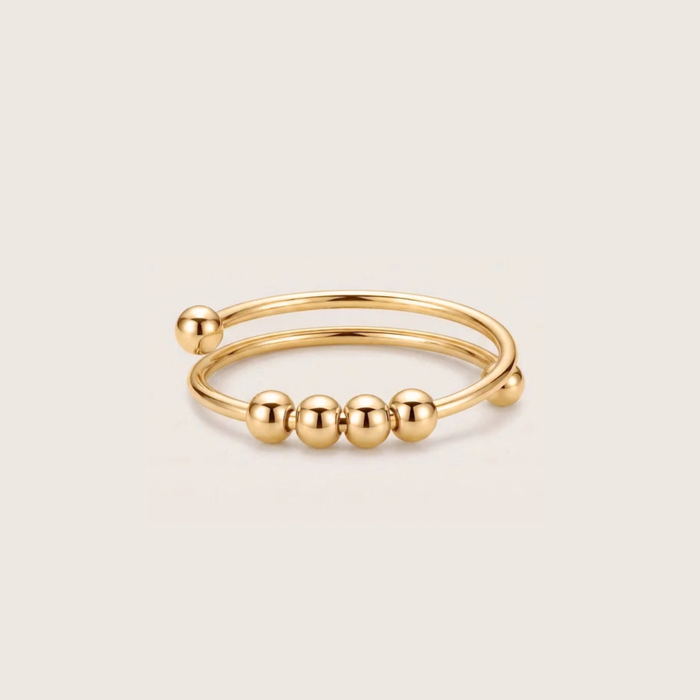 Cuff Ring with four beads, in gold