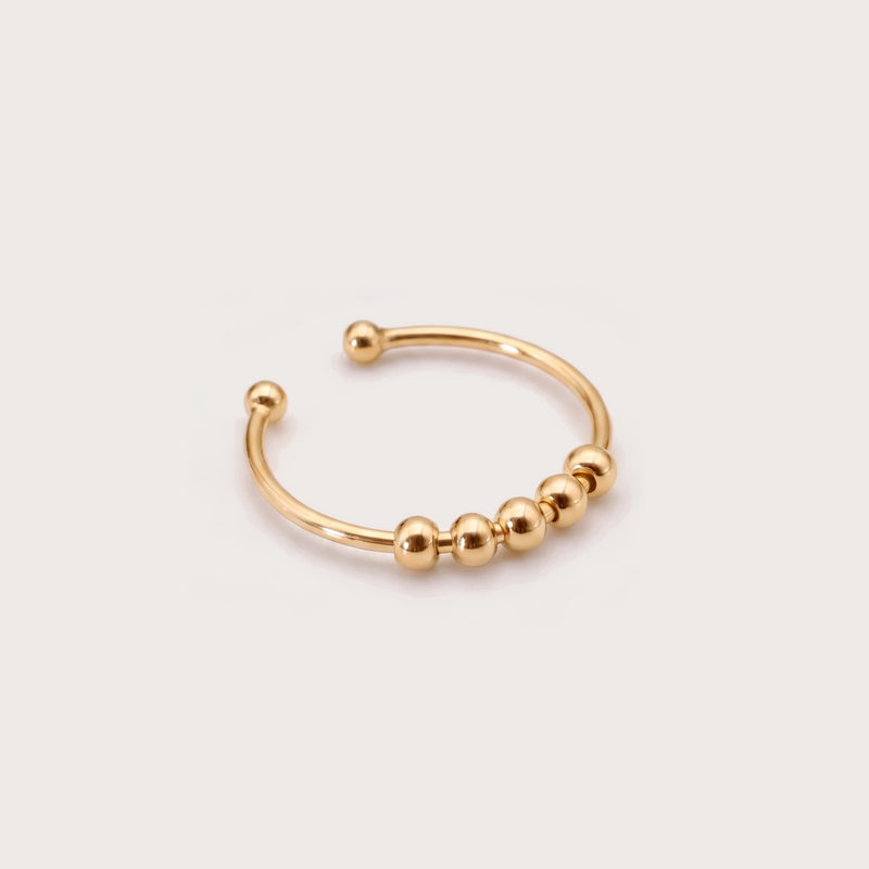 Slider Ring in gold, 5 beads