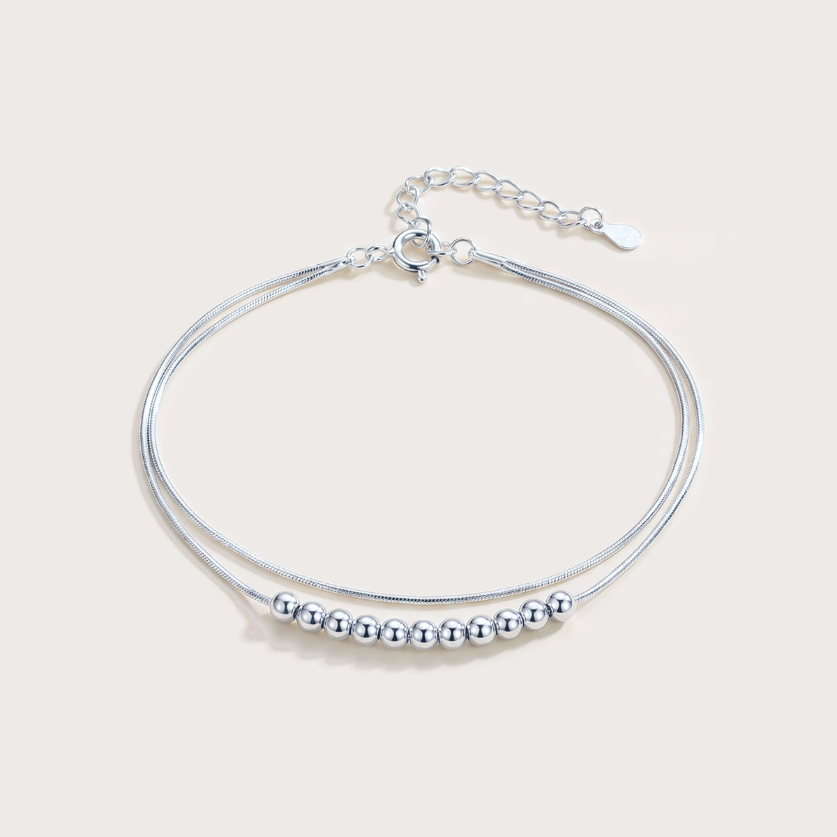 Snake Bracelet, Double Layer in silver