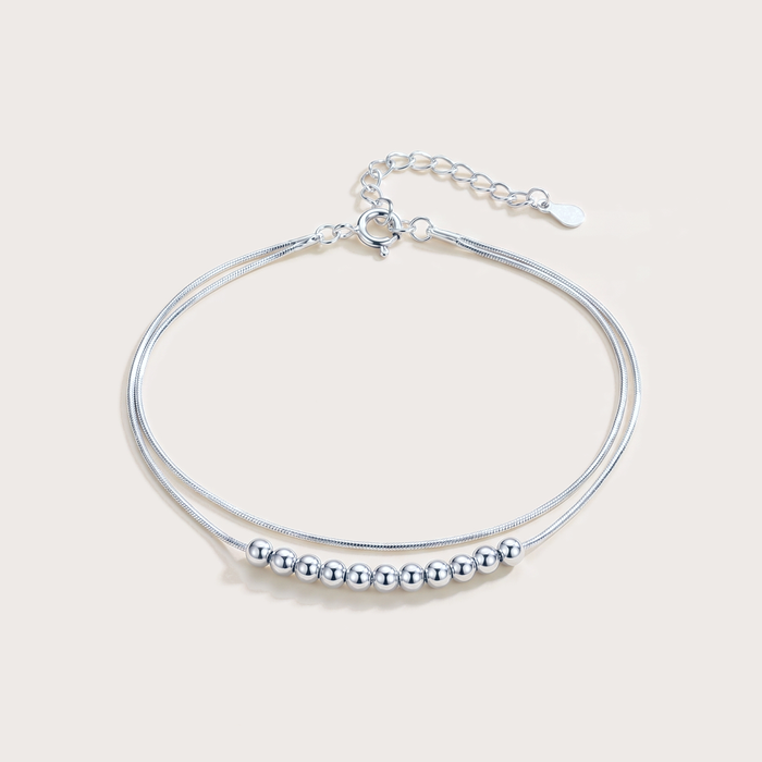 Snake Bracelet, Double Layer in silver