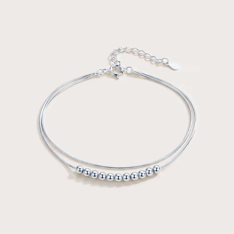 Snake Bracelet, Double Layer in silver