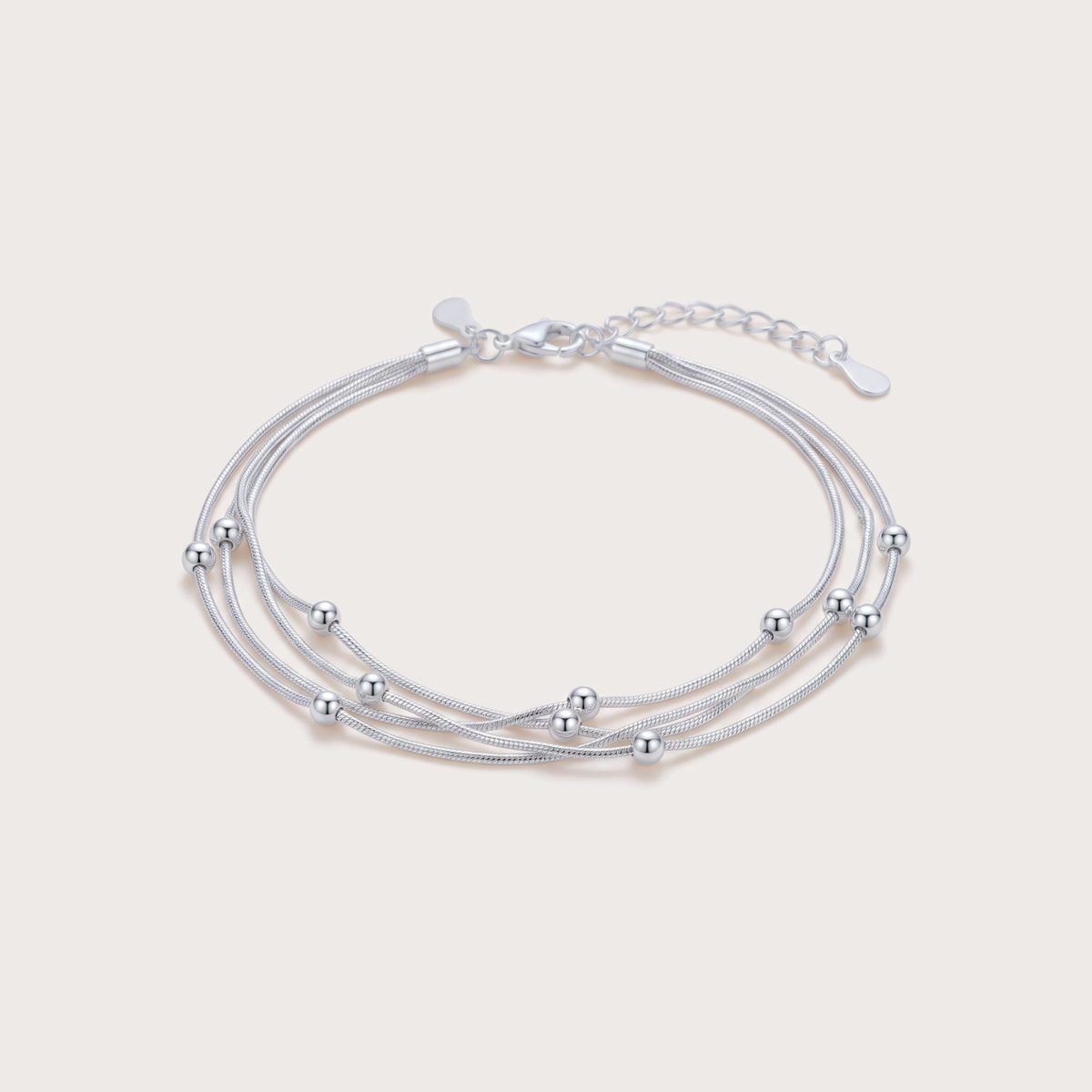 Snake Bracelet, Triple Layer in silver