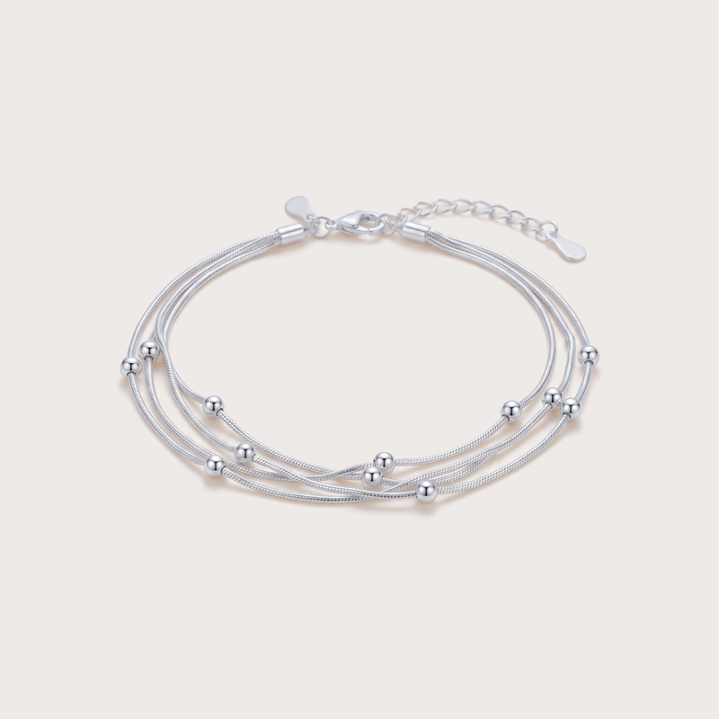 Snake Bracelet, Triple Layer in silver