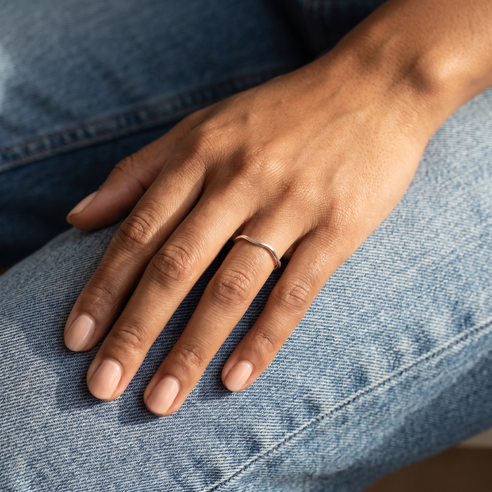 Mobius Ring in silver, worn on the hand