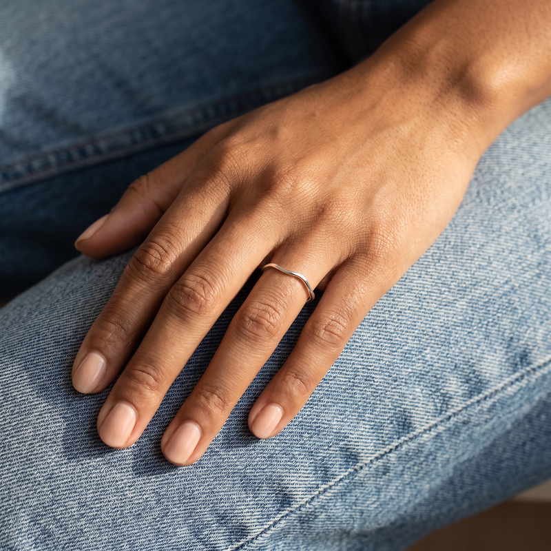 Mobius Ring in silver, worn on the hand