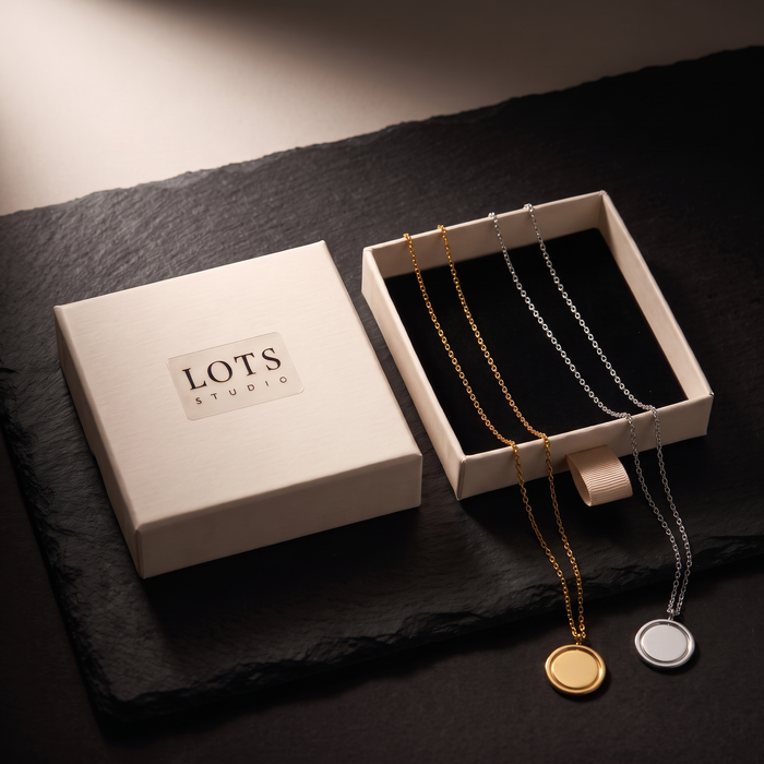 Spinner Necklace in the LOTS Studio gift box